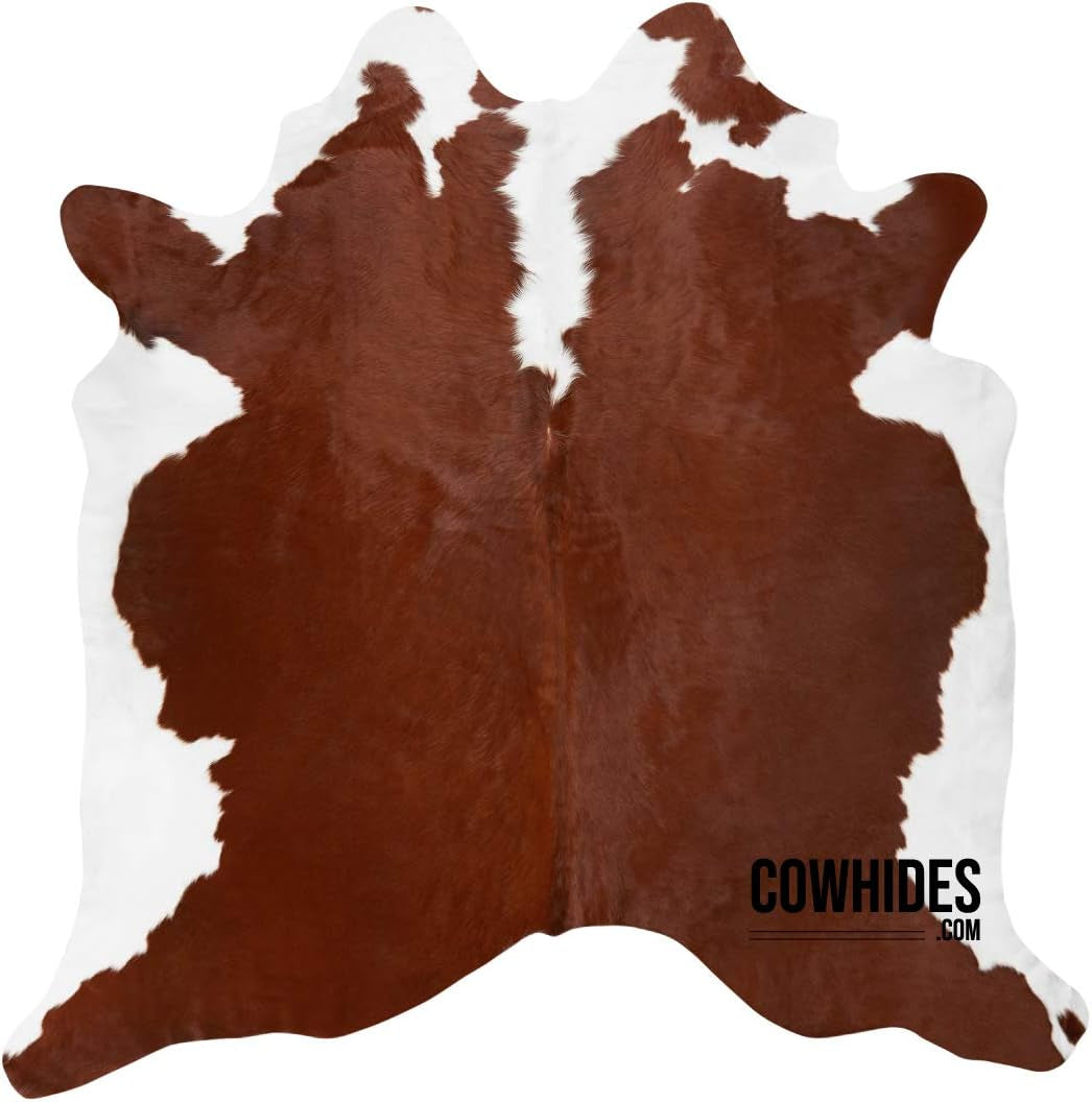 Natural Cowhide Area Rugs Brown and White (Medium - 6 FT X 6.5 FT)