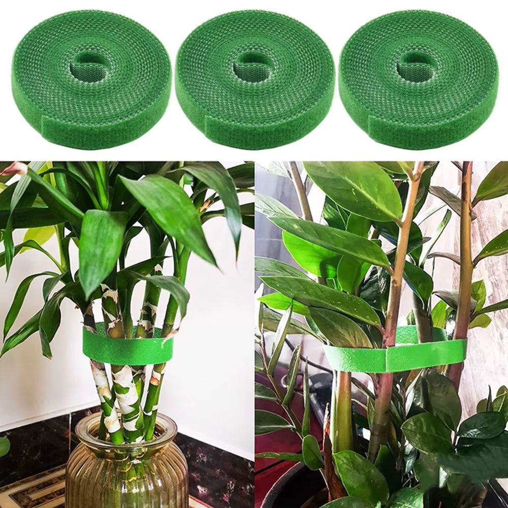 Plant Bandage Tie for Home Garden, Plant Shape Tape, Hook Loop, Bamboo Cane Wrap Support Accessories, 5M, 3Pcs