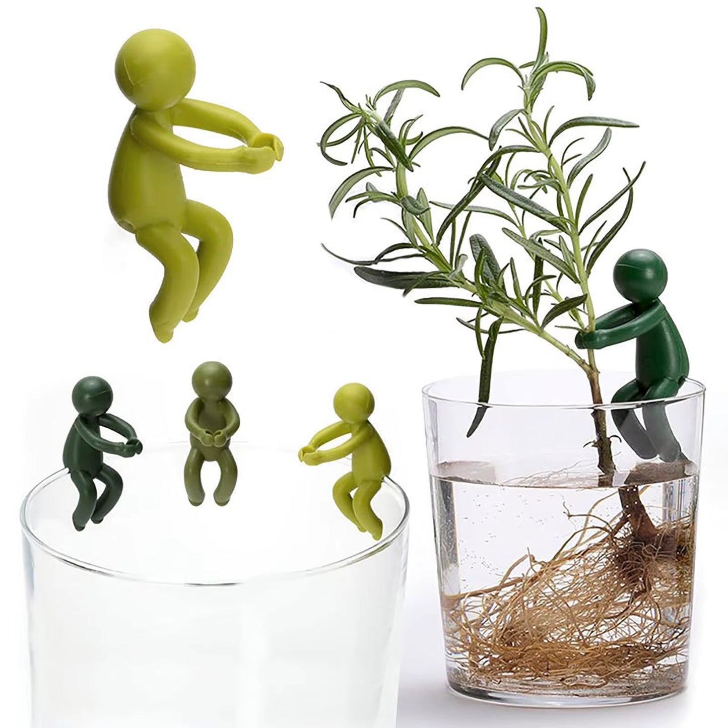 3PC Cute Little Man Plant Stand Bendable Reusable Support Hydroponic Plant Stand Plant Support for Stems Shoots and Cuttings