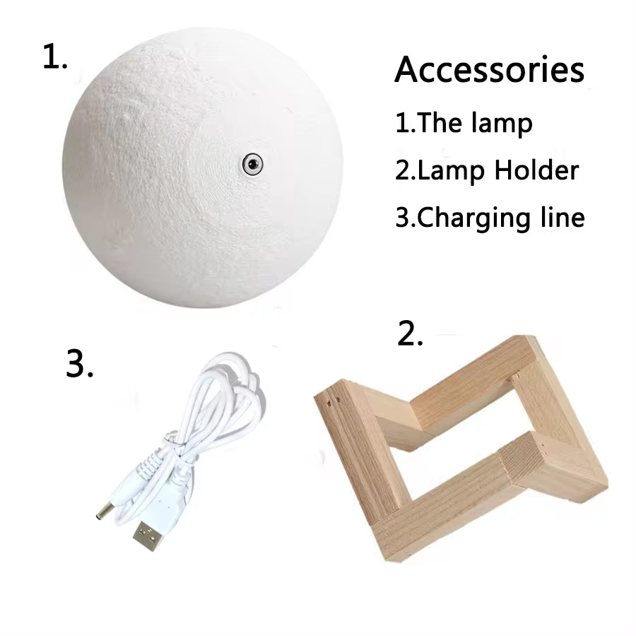Rechargeable Moon Lamp LED Night Light Creative Touch Switch Moon Light for Bedroom Decoration Birthday Gift