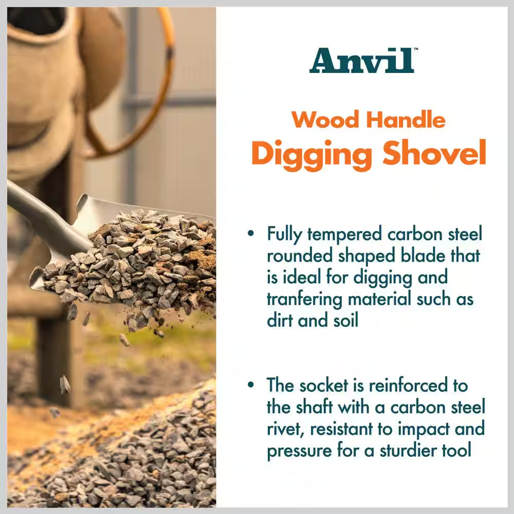 47 In. Wood Handle Carbon Steel Digging Shovel
