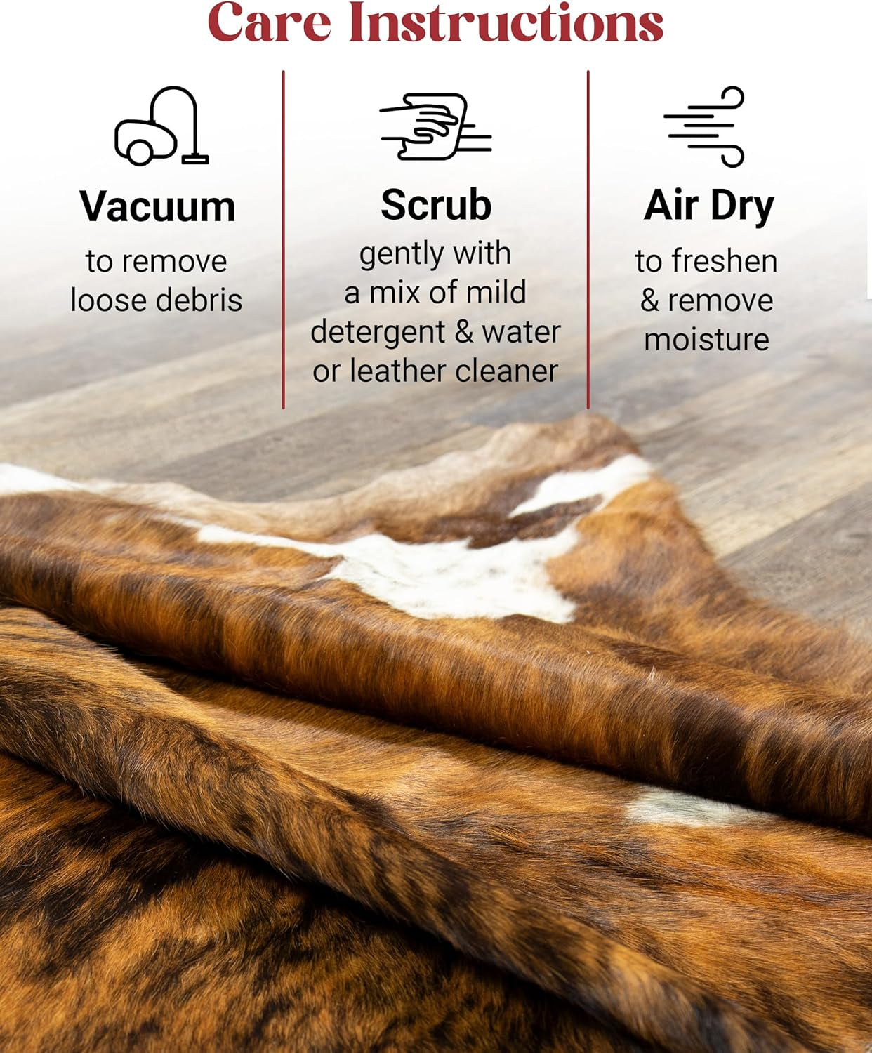 Brown Brindle Cowhide Rug Premium Cow Skin Rug with Unique Brown, Black & White Pattern - Natural Cowhide Rug Made Tanned Leather Cow Hides - Cow Hide Rugs 6X8 Ft