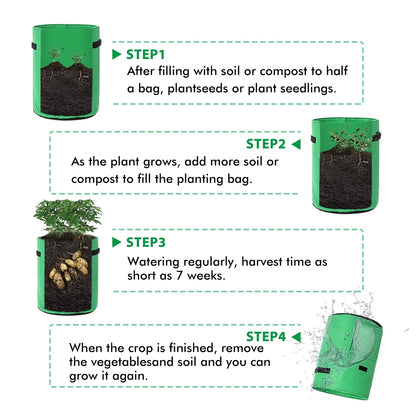 Potato Grow Bags, 2 Pack 10 Gallon Planting Heavy Duty Pouch Fabric Pots with Handles Premium Breathable Cloth Bags for Potato/Plant Container(Green)