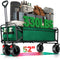 Super Large Collapsible Garden Cart,  Folding Wagon Utility Carts with Wheels and Rear Storage, Wagon Cart for Garden, Camping, Grocery Cart, Shopping Cart, Green