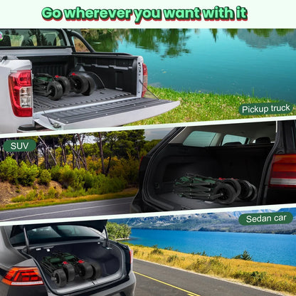 Super Large Collapsible Garden Cart,  Folding Wagon Utility Carts with Wheels and Rear Storage, Wagon Cart for Garden, Camping, Grocery Cart, Shopping Cart, Green