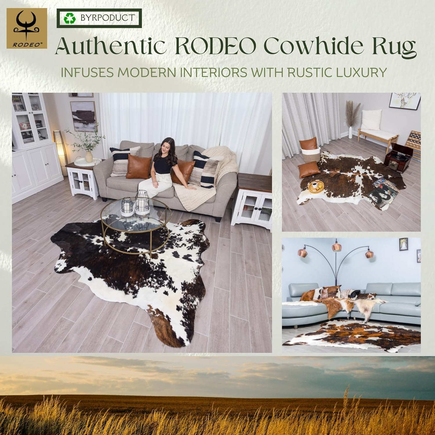 Genuine Cowhide Rug Real Cowhide Rug for Western Home Decor -Texas Rug Cow Hide Rug Large XXL 6X8 Ft - Rustic Cow Skin Rug, Unique, Durable, Leather Cow Carpet Rugs